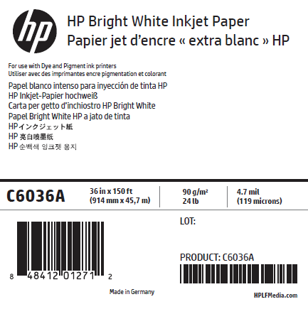 Rouleau Papier Universel HP - 0,914 x 45,72 m - 80g - Q1397A
