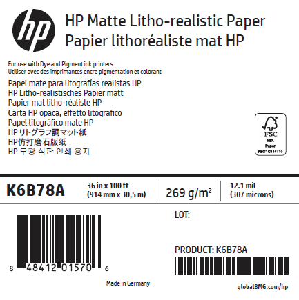 Rouleau Papier Photo Satin HP - 0,914 x 30,50 m - 180g - E4J38A