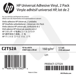 Vinyle Adhésif Universel HP - 1067 mm x 20 m - 160g - C2T52A - Pack de 2 bobines